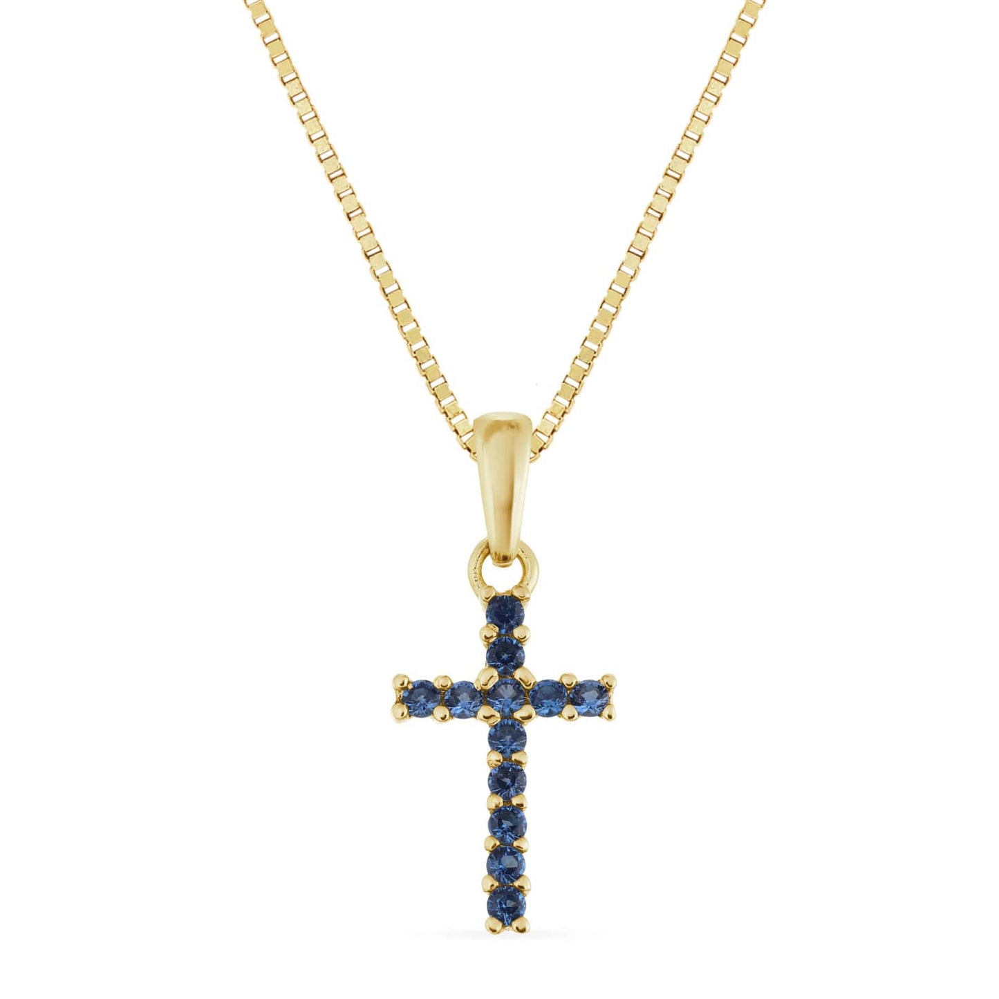 Kreuz Kette Blau 585er Gold - Tony Fein