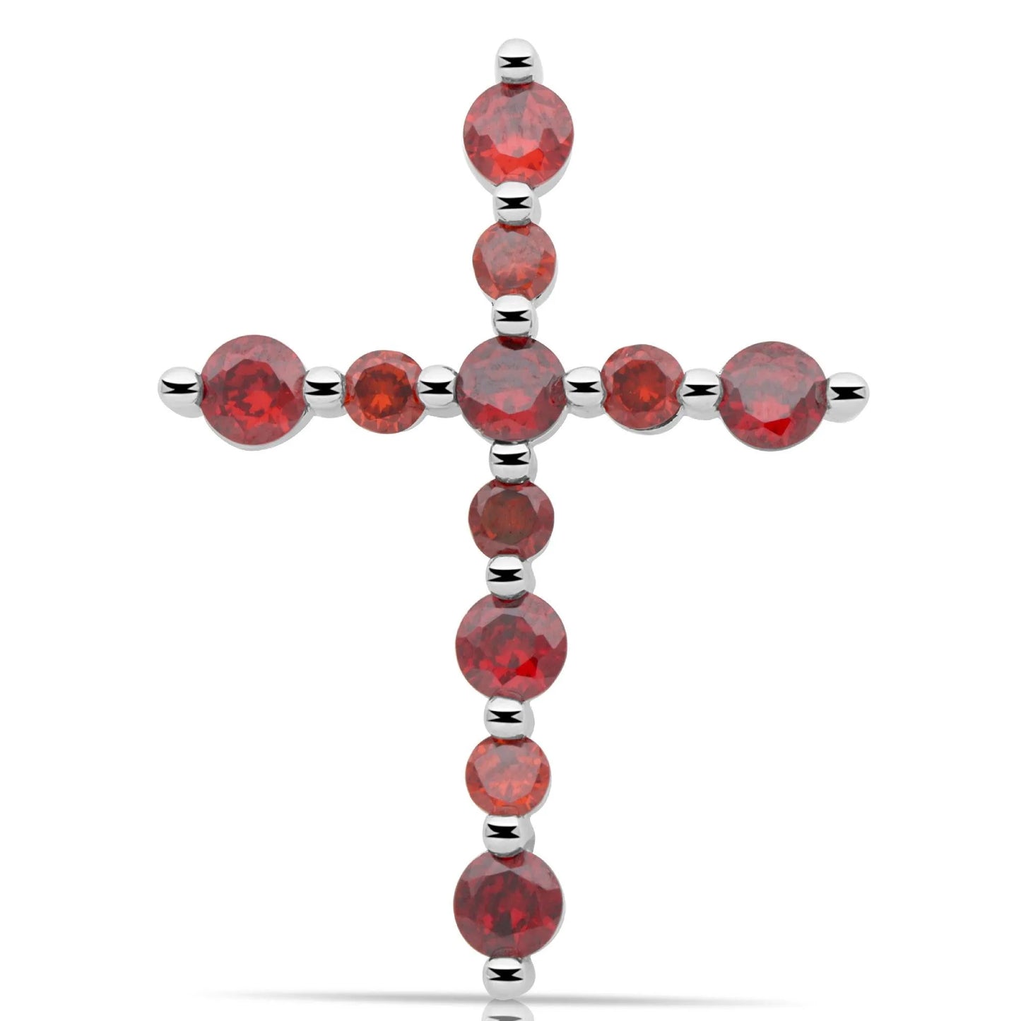 Kreuz Kette Zirkonia Stein Rot 925er Silber - Tony Fein