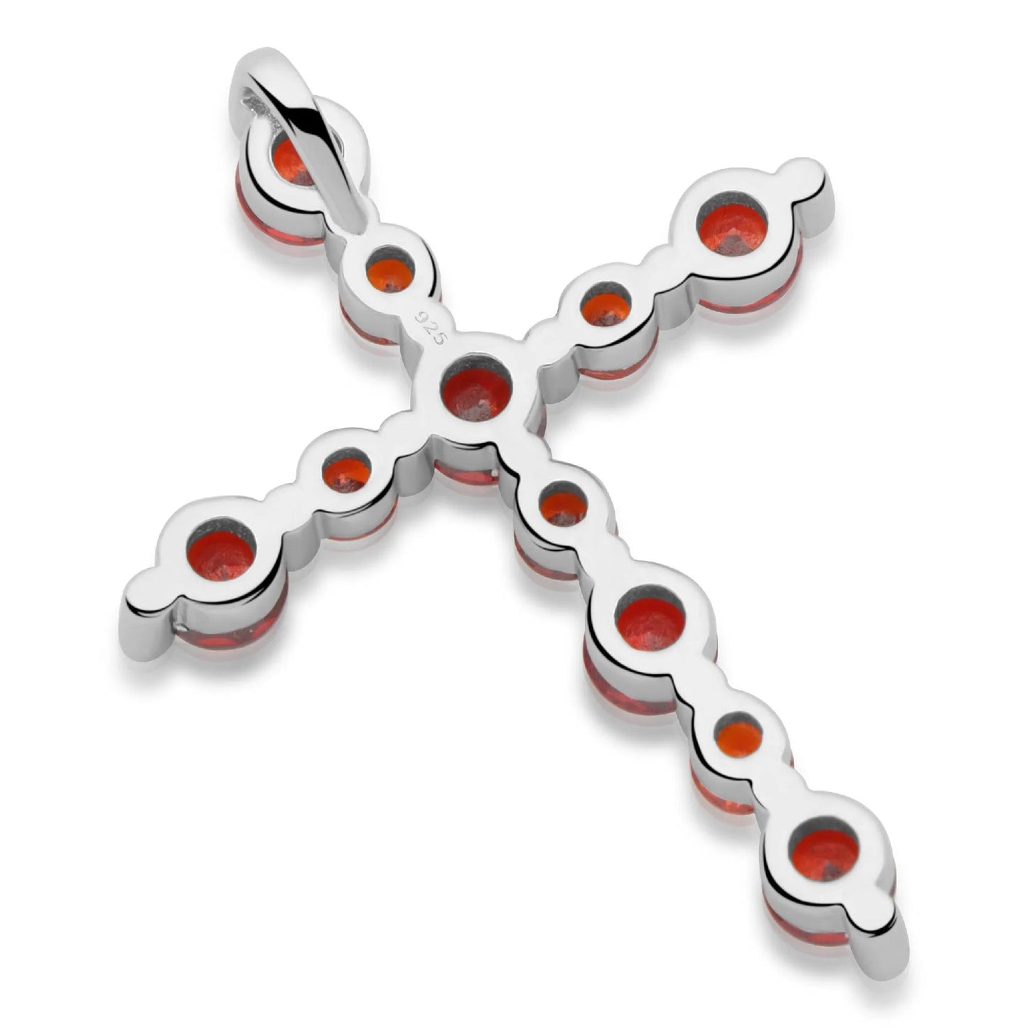 Kreuz Kette Zirkonia Stein Rot 925er Silber - Tony Fein