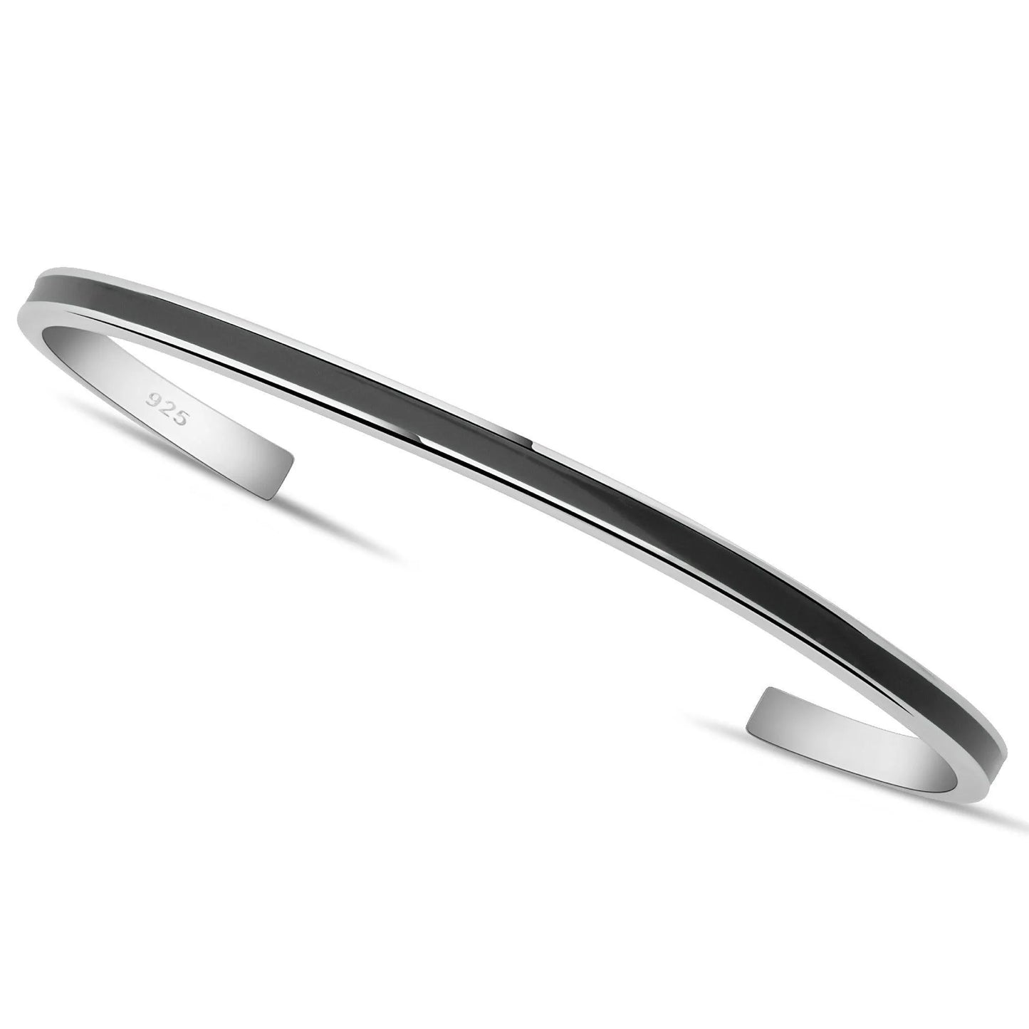Armreif Linie Schwarz 925er Silber - Tony Fein