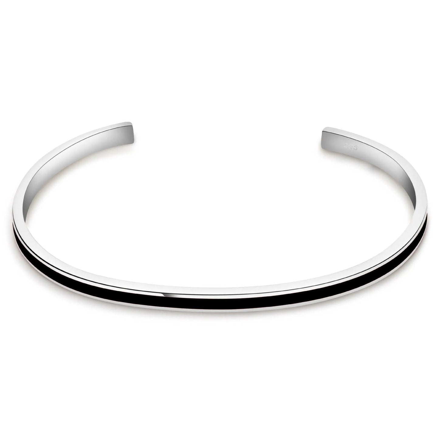 Armreif Linie Schwarz 925er Silber - Tony Fein