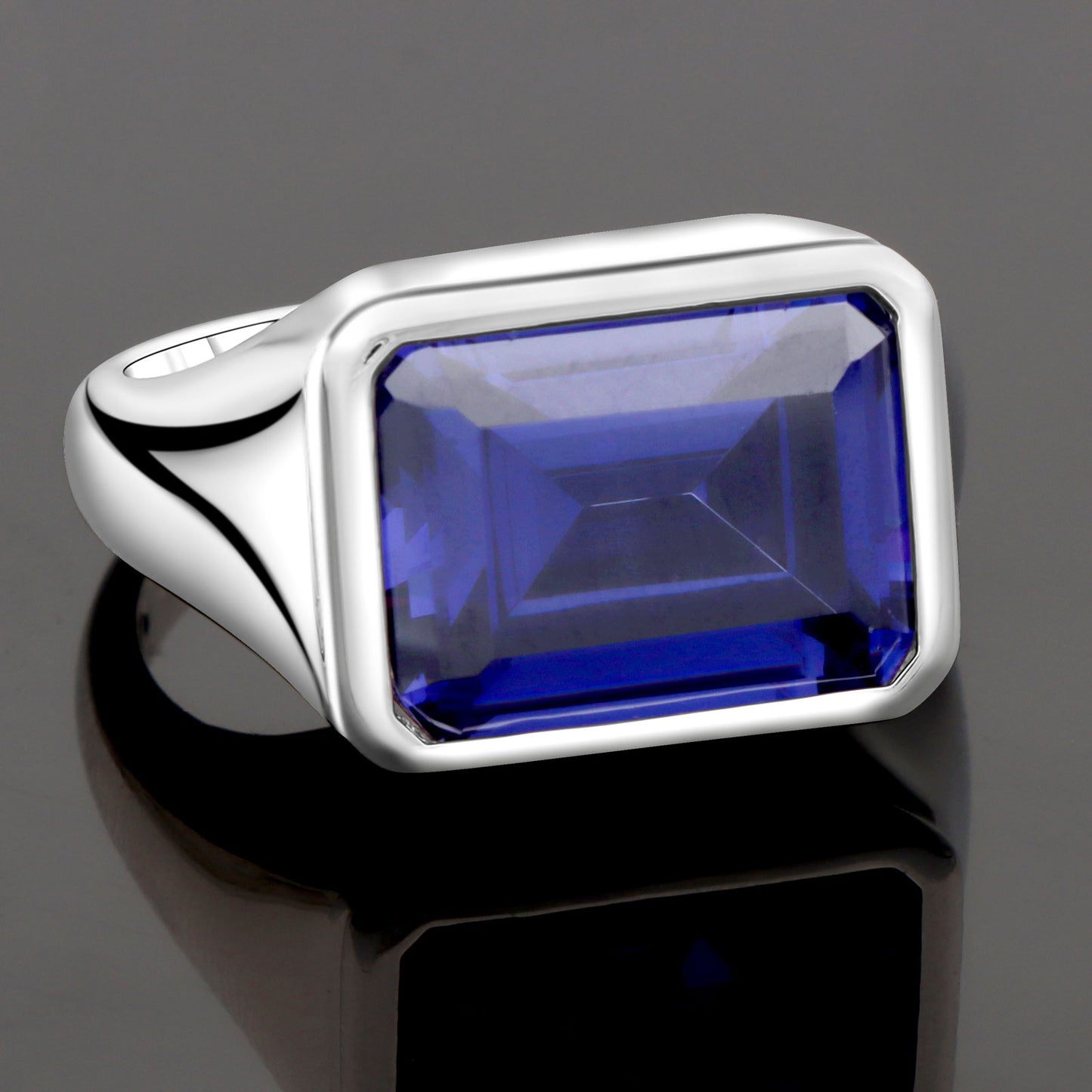 Ring 925 Silber Rhodiniert Zirkonia Blau