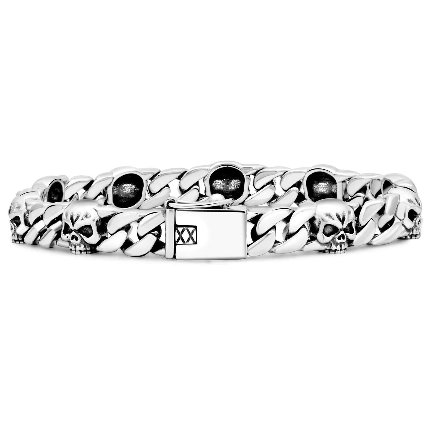 Totenkopfarmband 9 mm 925er Silber - Tony Fein
