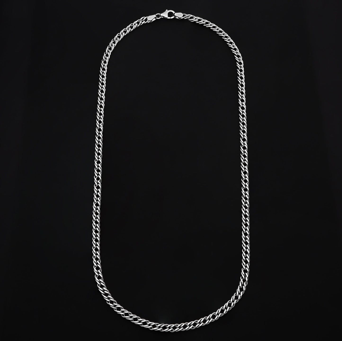 Doppelpanzerkette 4 mm Rhodiniert 925er Sterling Silber Massiv