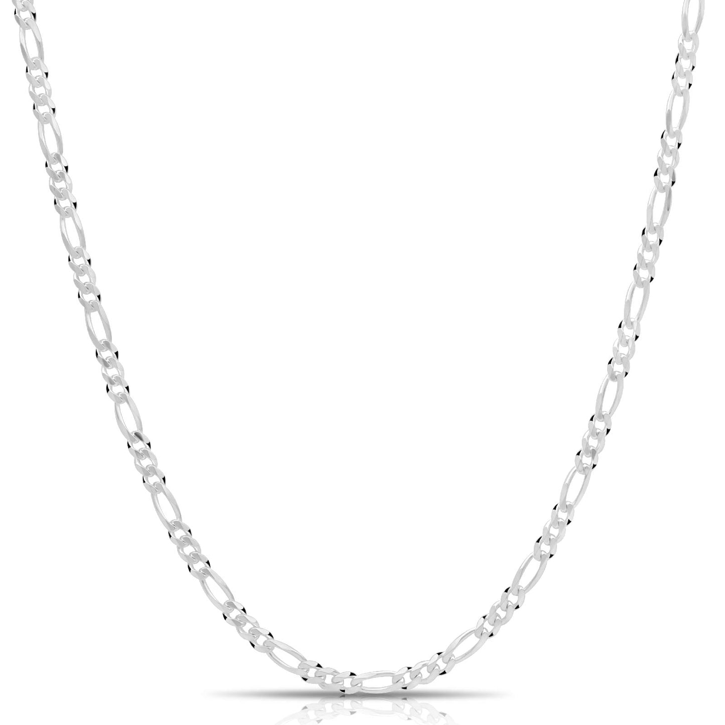Figarokette 3,5 mm Massiv 925er Sterling Silber Halskette Herren Damen Made in Italy
