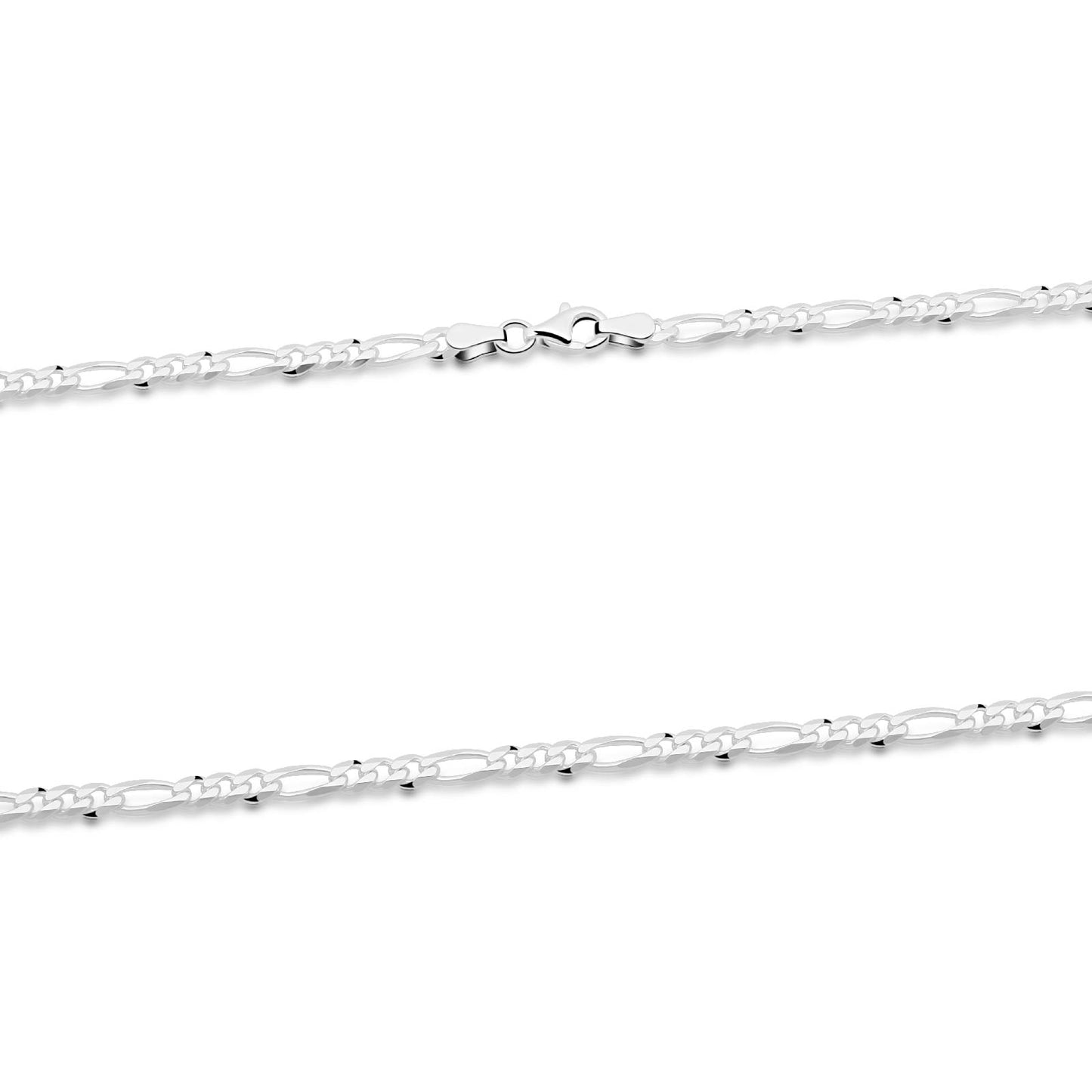 Figarokette 4mm Massiv 925 Sterling Silber Halskette Herren Damen Made in Italy