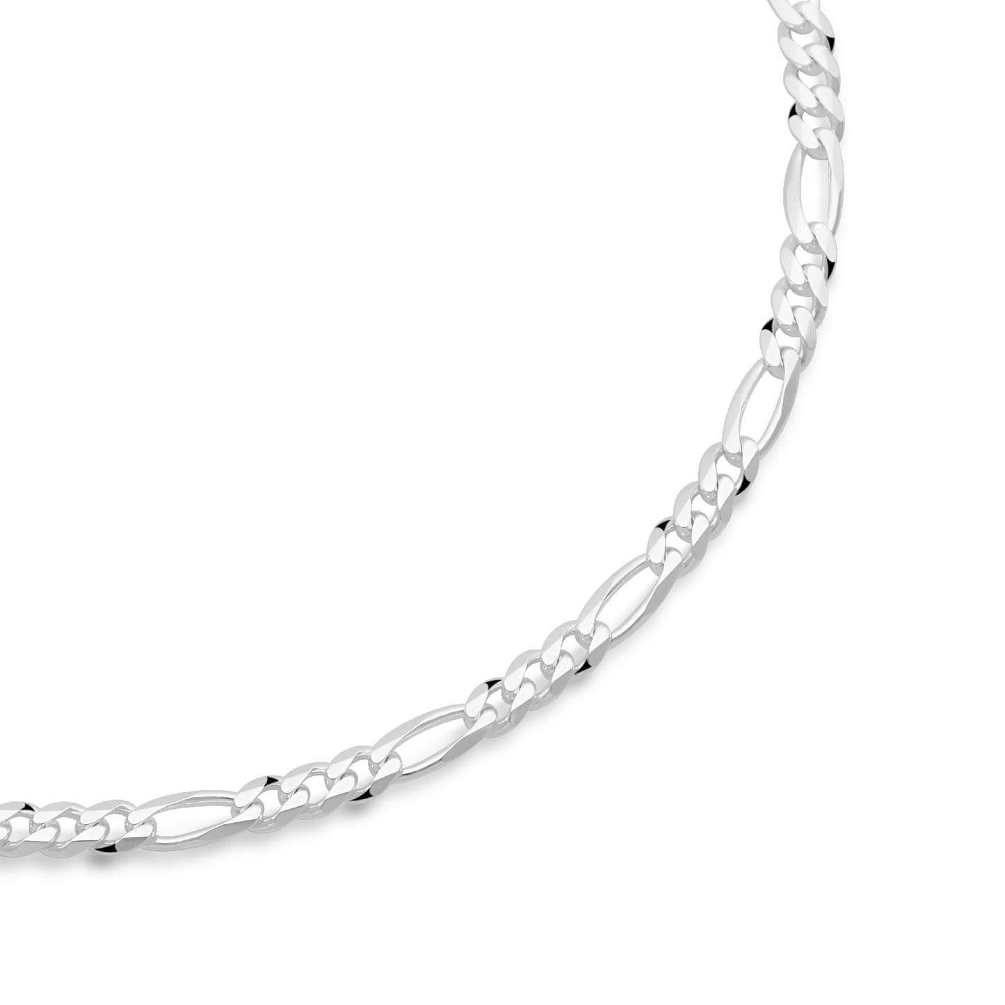 Figarokette 4mm Massiv 925 Sterling Silber Halskette Herren Damen Made in Italy