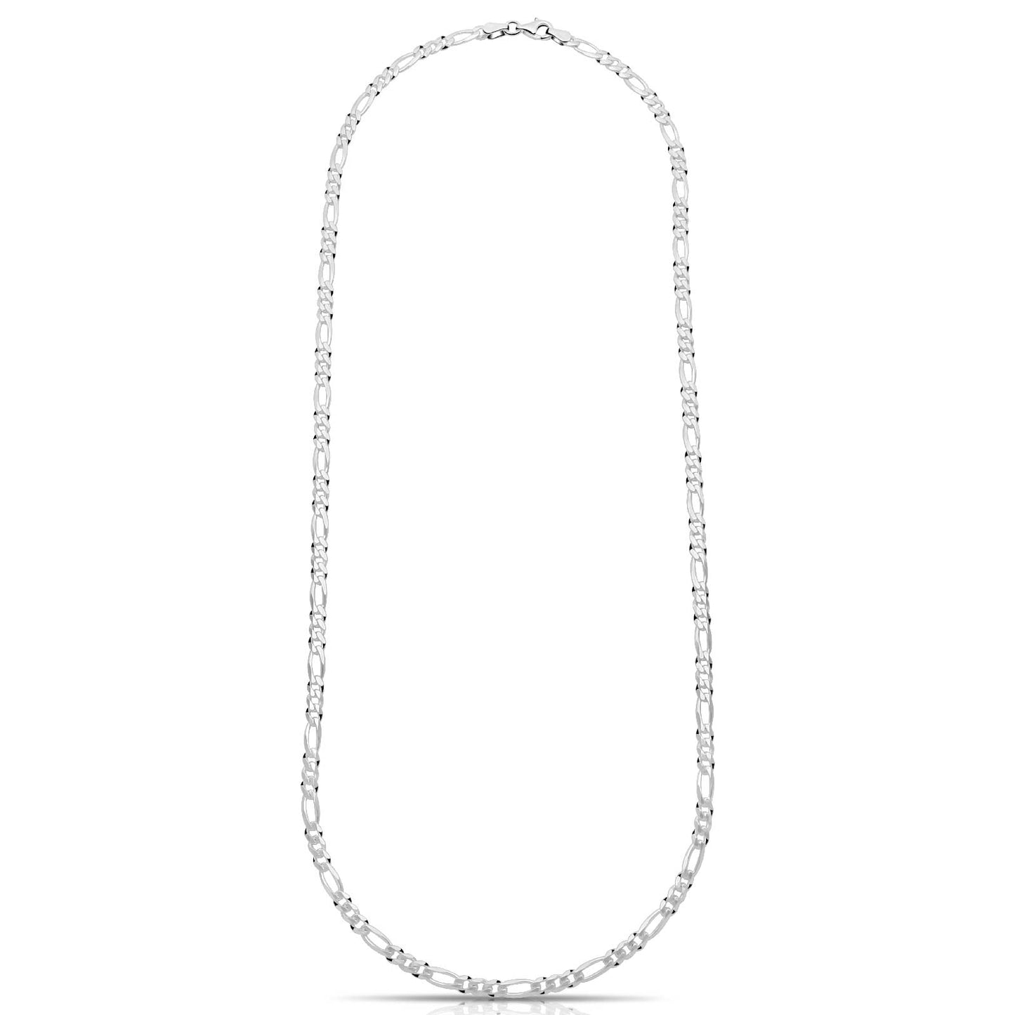 Figarokette 4mm Massiv 925 Sterling Silber Halskette Herren Damen Made in Italy