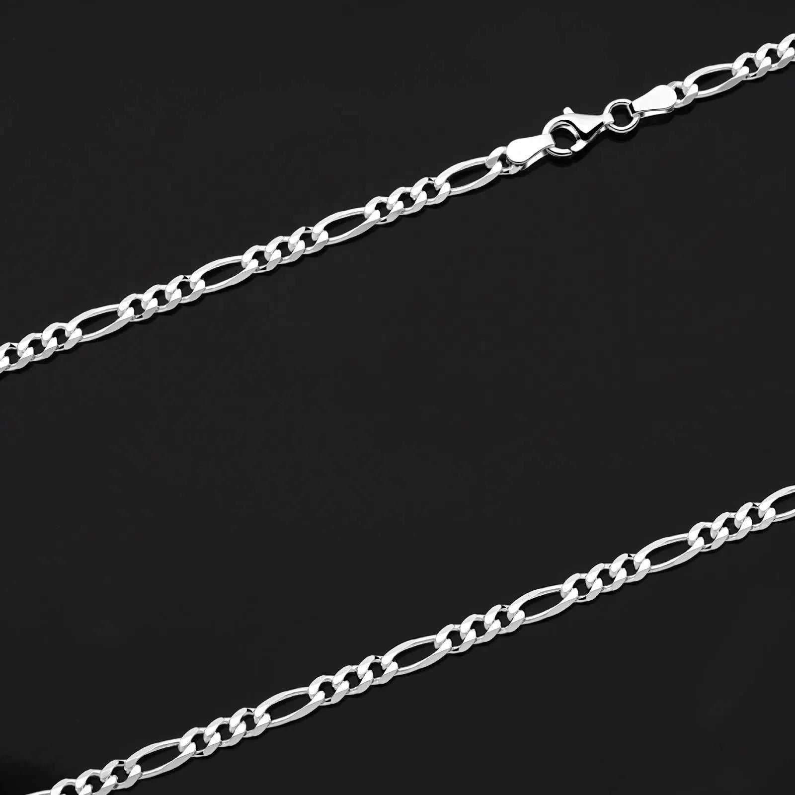 Figarokette 3,5mm Massiv 925 Sterling Silber Halskette Herren Damen Made in Italy - Tony Fein