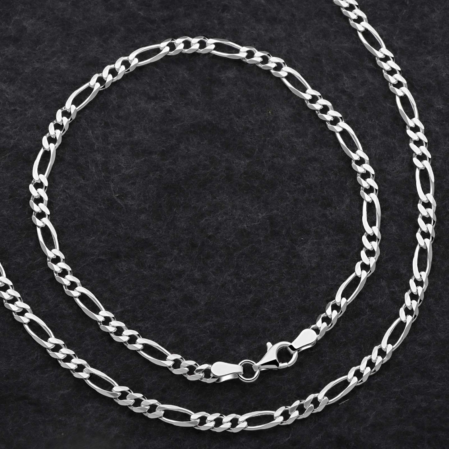 Figarokette  3,5mm Massiv 925 Sterling Silber Halskette Herren Damen Made in Italy