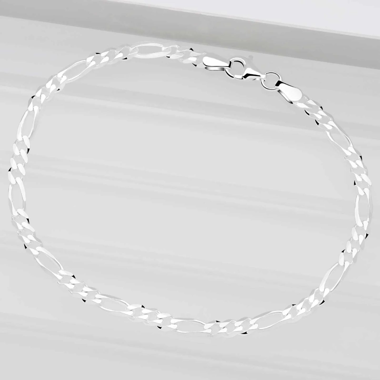 Figarokette 3,5mm Massiv 925 Sterling Silber Halskette Herren Damen Made in Italy - Tony Fein
