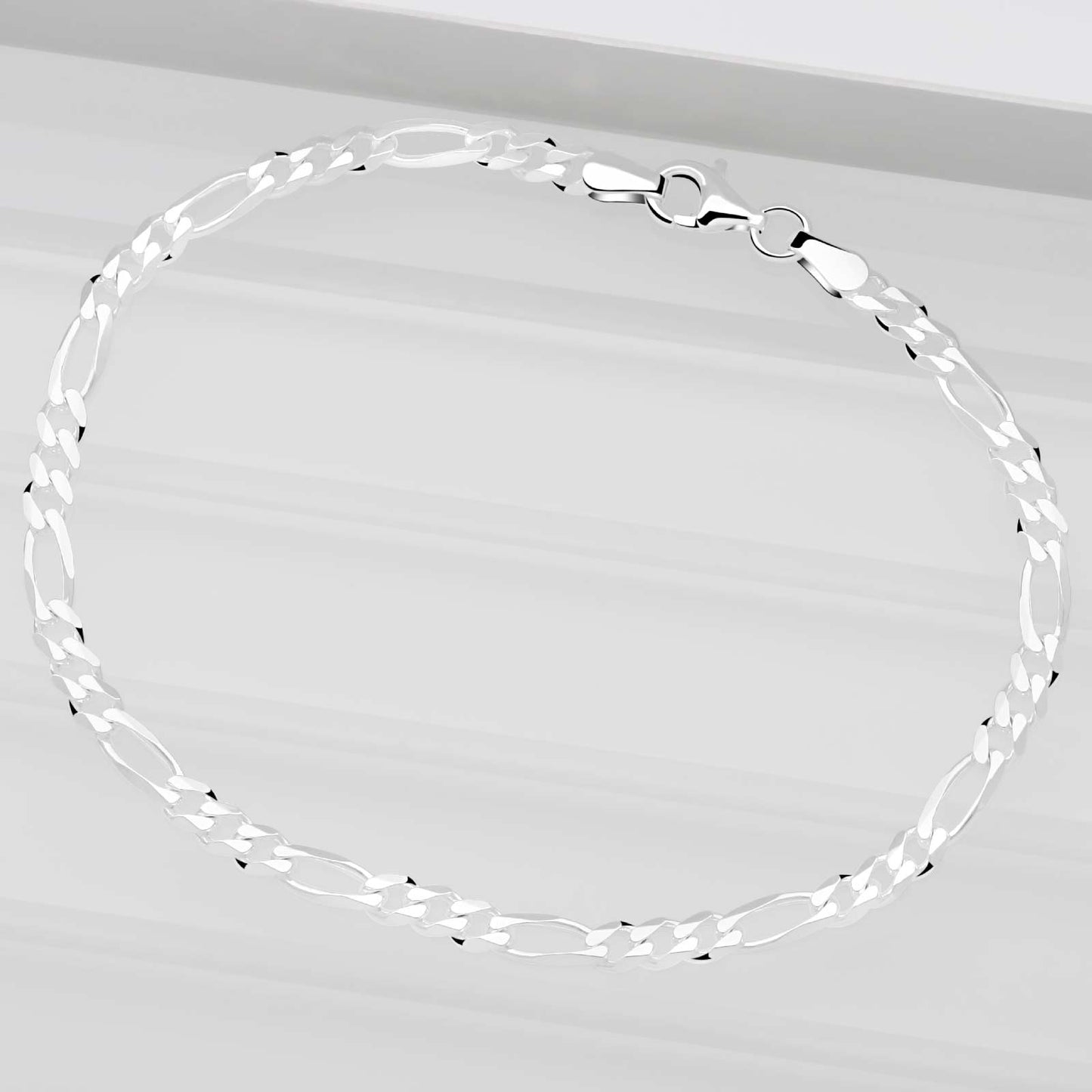 Figarokette 4mm Massiv 925 Sterling Silber Halskette Herren Damen Made in Italy