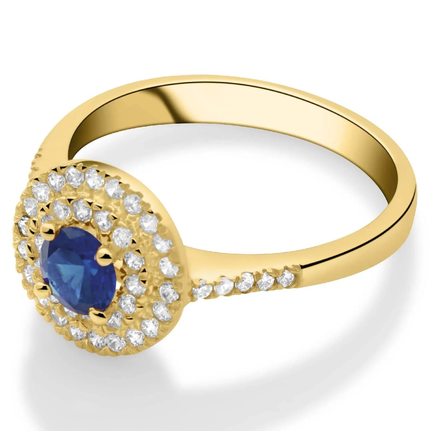 Solitär Ring 3 mm mit Zirkonia Stein Blau 585er Gold 14 Karat Damen - Tony Fein