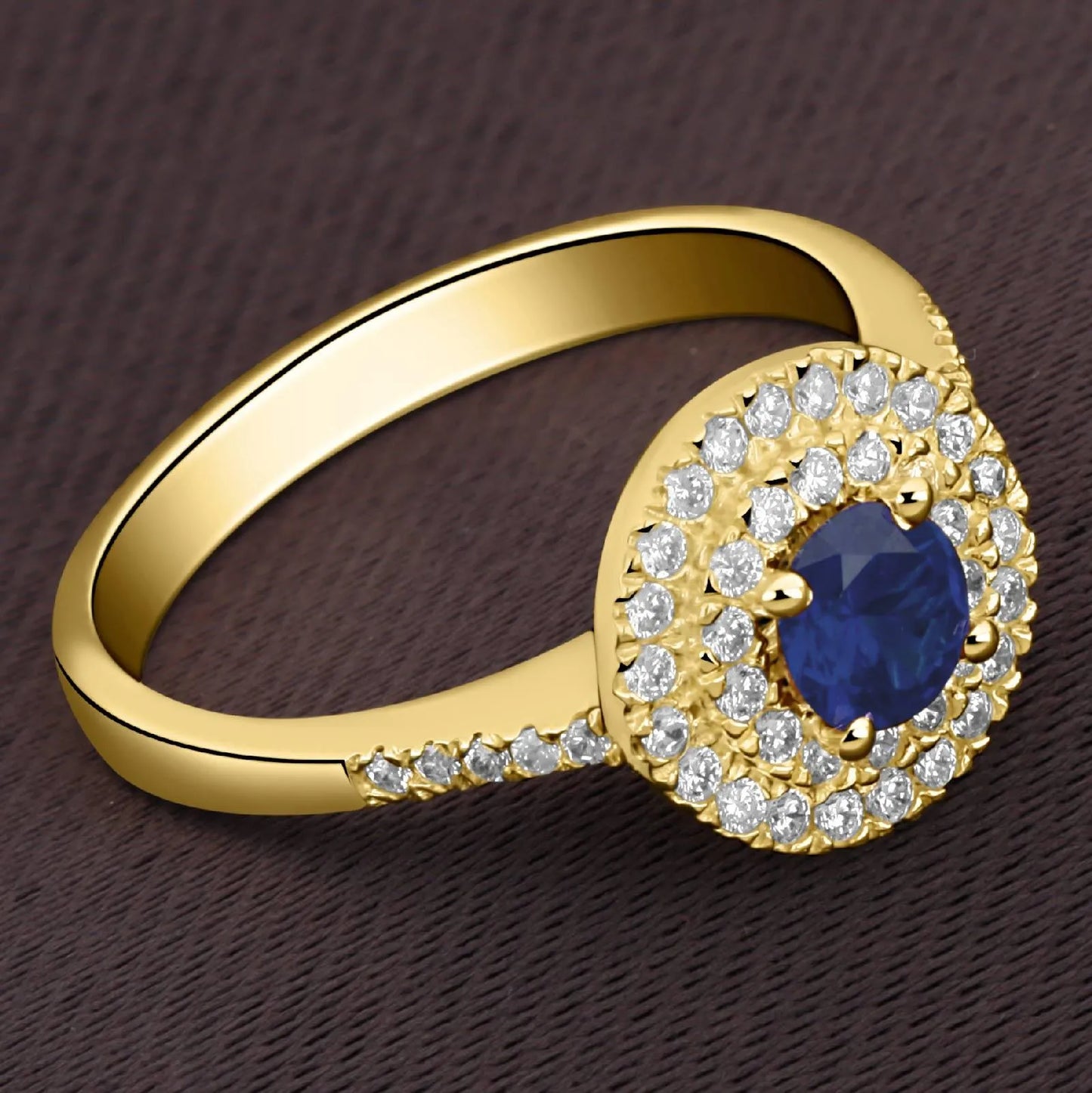 Solitär Ring 3 mm mit Zirkonia Stein Blau 585er Gold 14 Karat Damen - Tony Fein