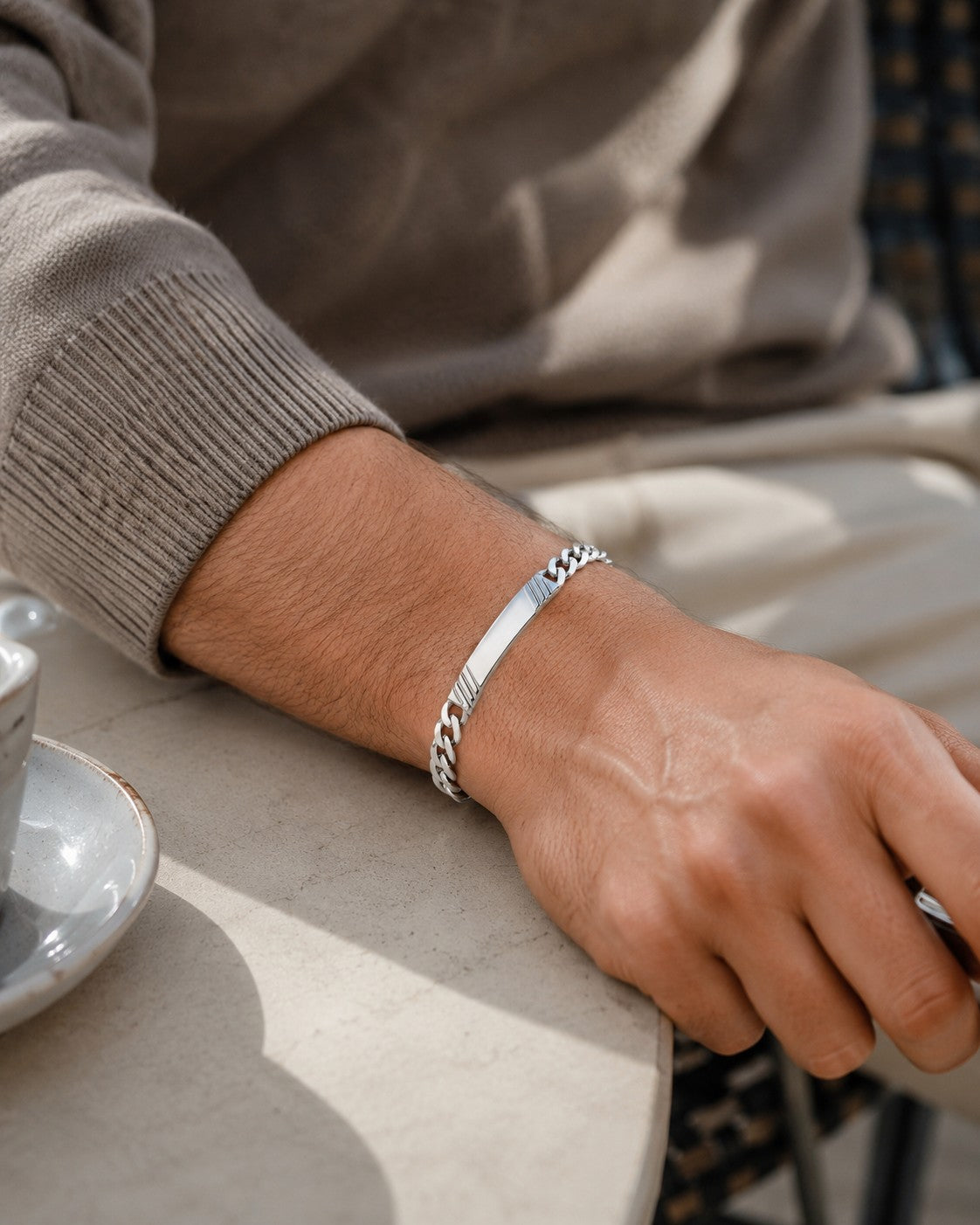 Gravurarmband Plattenarmband mit drei seitlichen Streifen 925er Sterling Silber Massiv