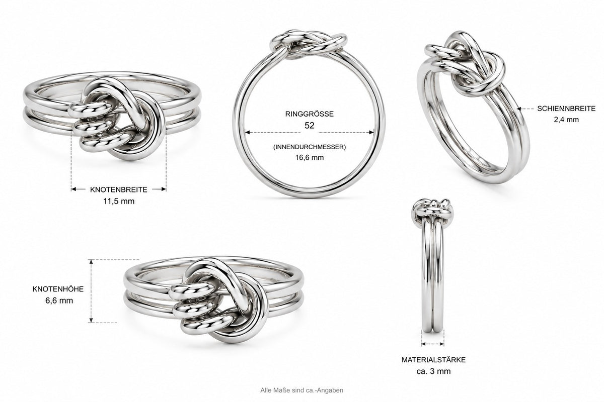 Knotenring Schlicht 925er Sterling Silber Massiv