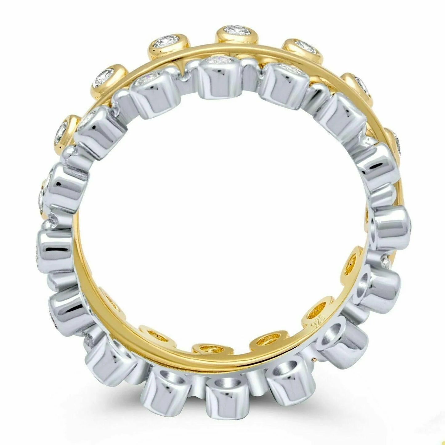 Tony Fein Krone Doppelring Vorsteckring Eternity Memoire 925 Silber 585er Vergoldet Damen - Tony Fein