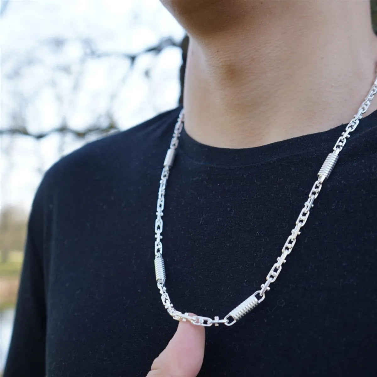 Tony Fein Monte Carlo Halskette 6 mm Massiv 925 Silber Spiralkette Spindelkette Herren Damen - Tony Fein