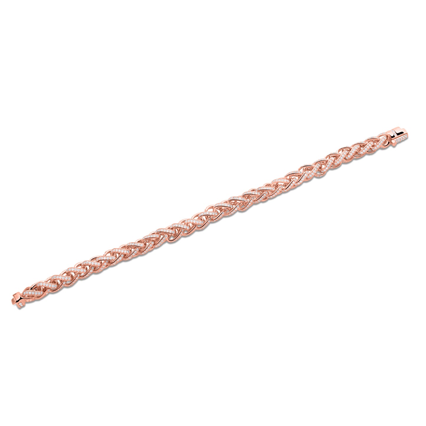 Zopfarmband 8 mm Geflochten Rund 925er Silber Rosévergoldet