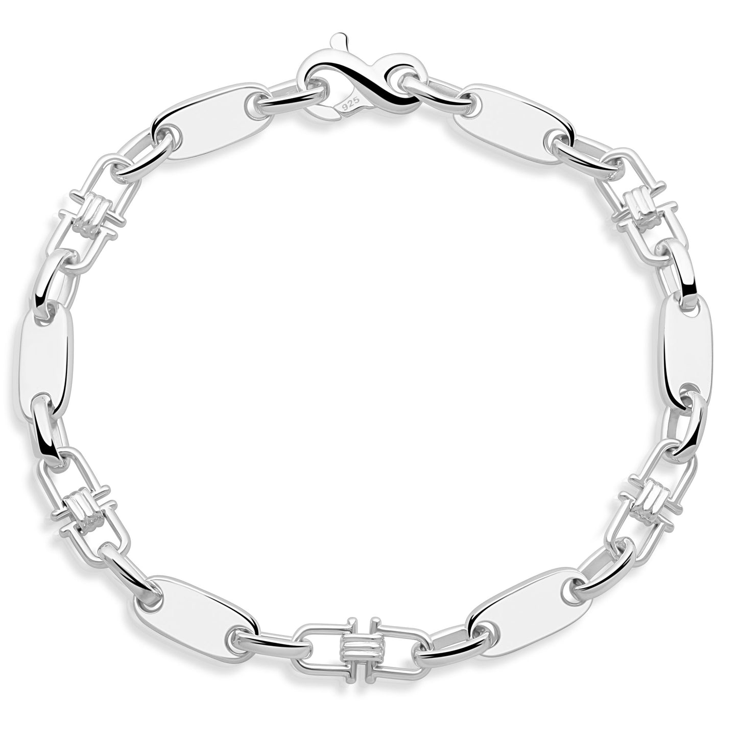 Plattenarmband 6 mm mit Element 925er Sterling Silber Massiv