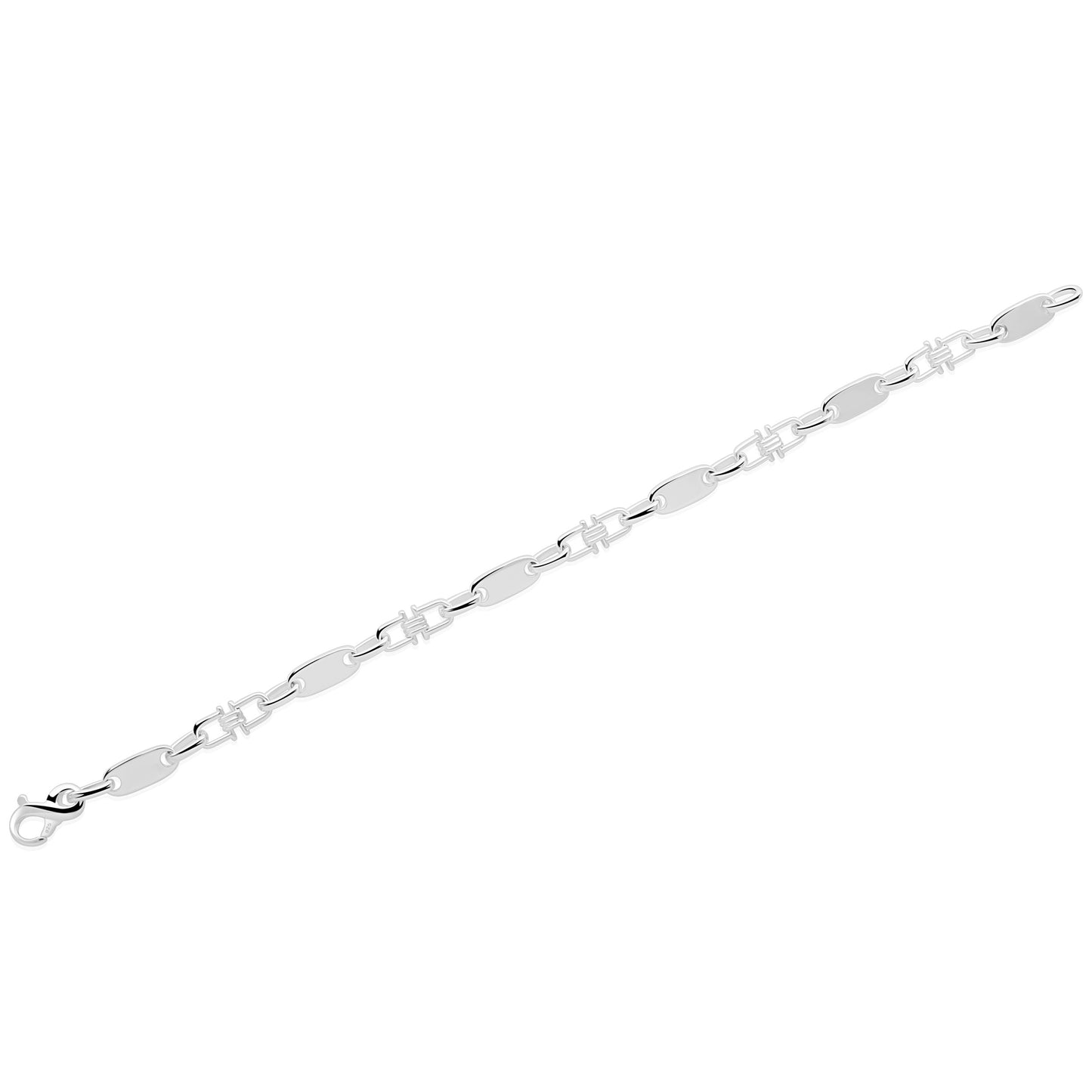 Plattenarmband 6 mm mit Element 925er Sterling Silber Massiv