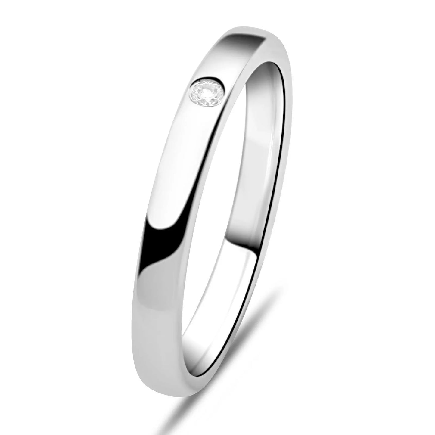 Ring 3mm Zirkonia Stein Weiß 925 Silber - Tony Fein