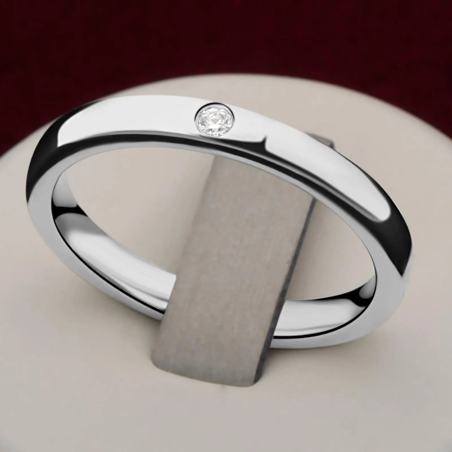 Ring 3mm Zirkonia Stein Weiß 925 Silber - Tony Fein