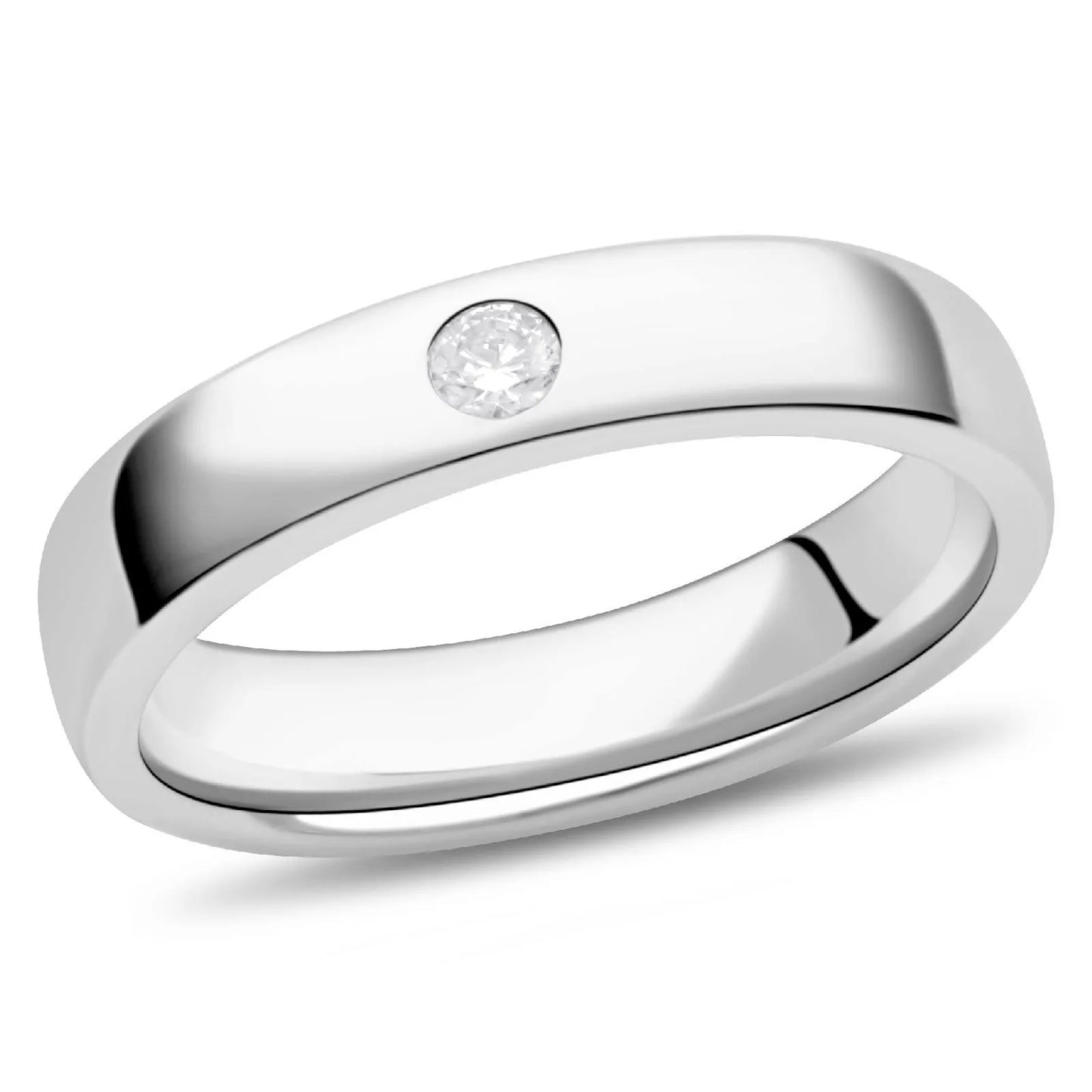 Ring 5mm Zirkonia Weiß 925 Silber Massiv - Tony Fein