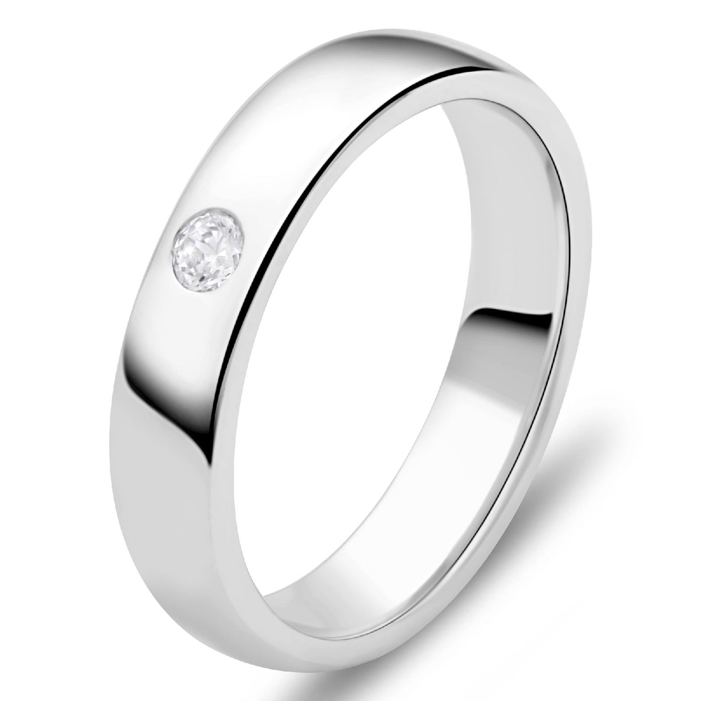 Ring 5mm Zirkonia Weiß 925 Silber Massiv - Tony Fein