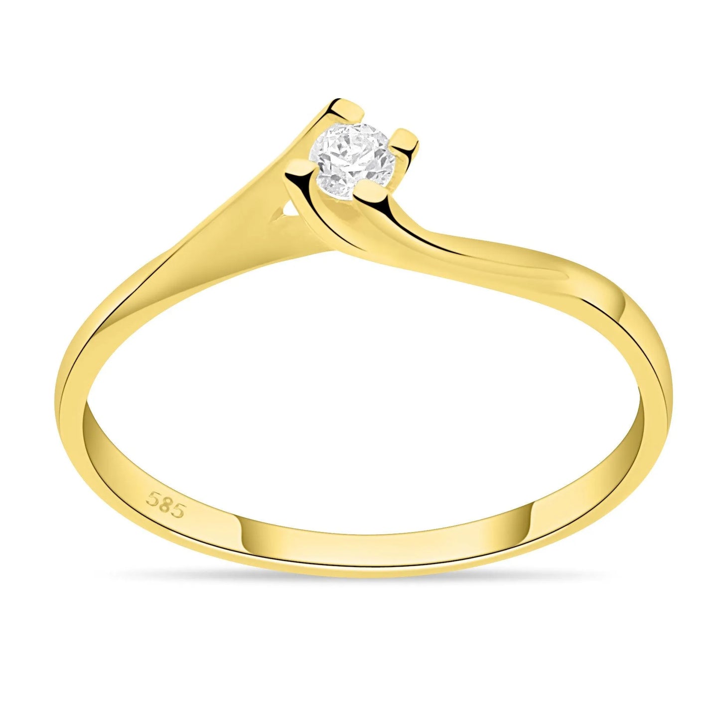 Solitär Ring 585er Gold Zirkonia - Tony Fein