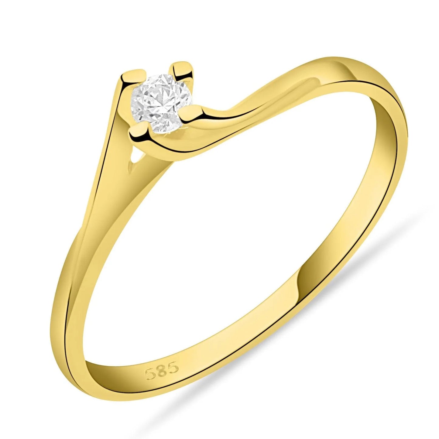 Solitär Ring 585er Gold Zirkonia - Tony Fein
