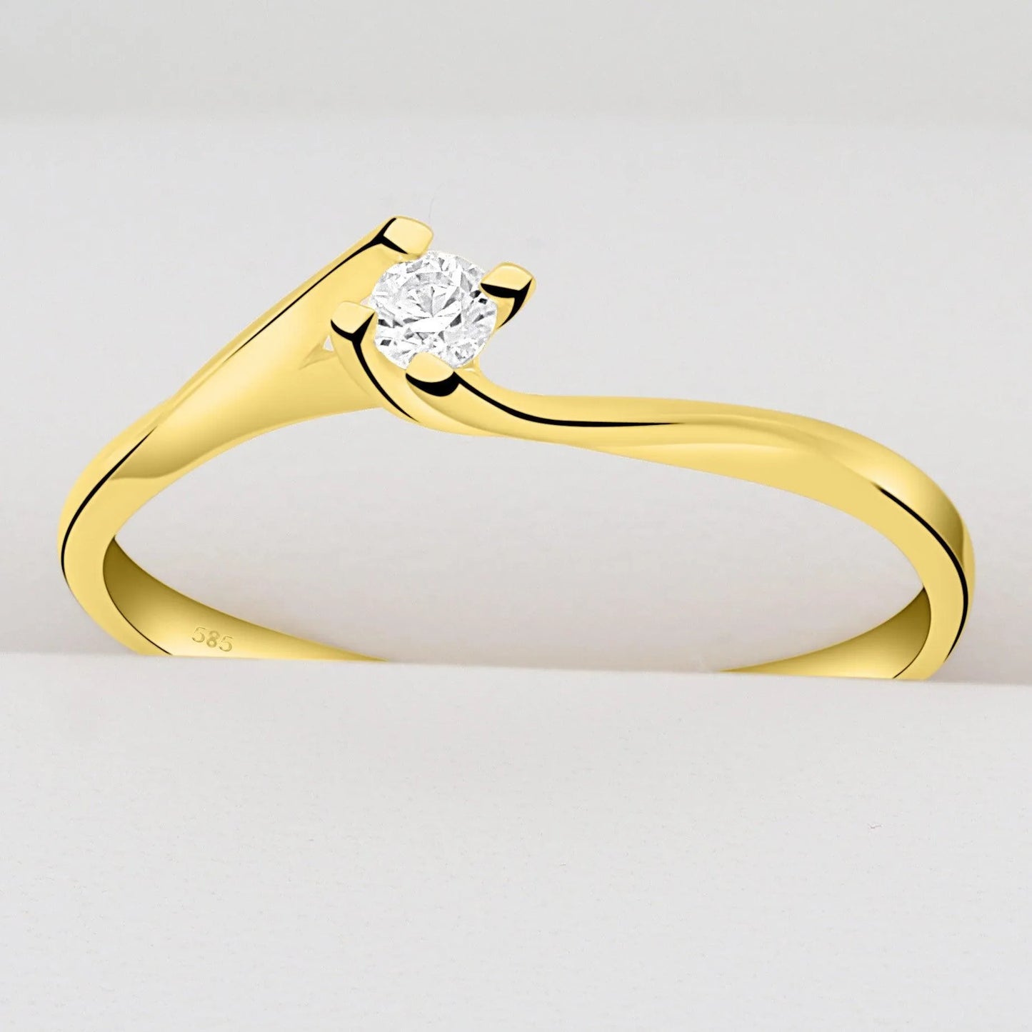 Solitär Ring 585er Gold Zirkonia - Tony Fein
