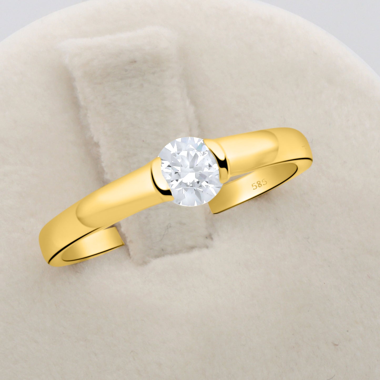 Solitärring 585er Gold Zirkonia Weiß