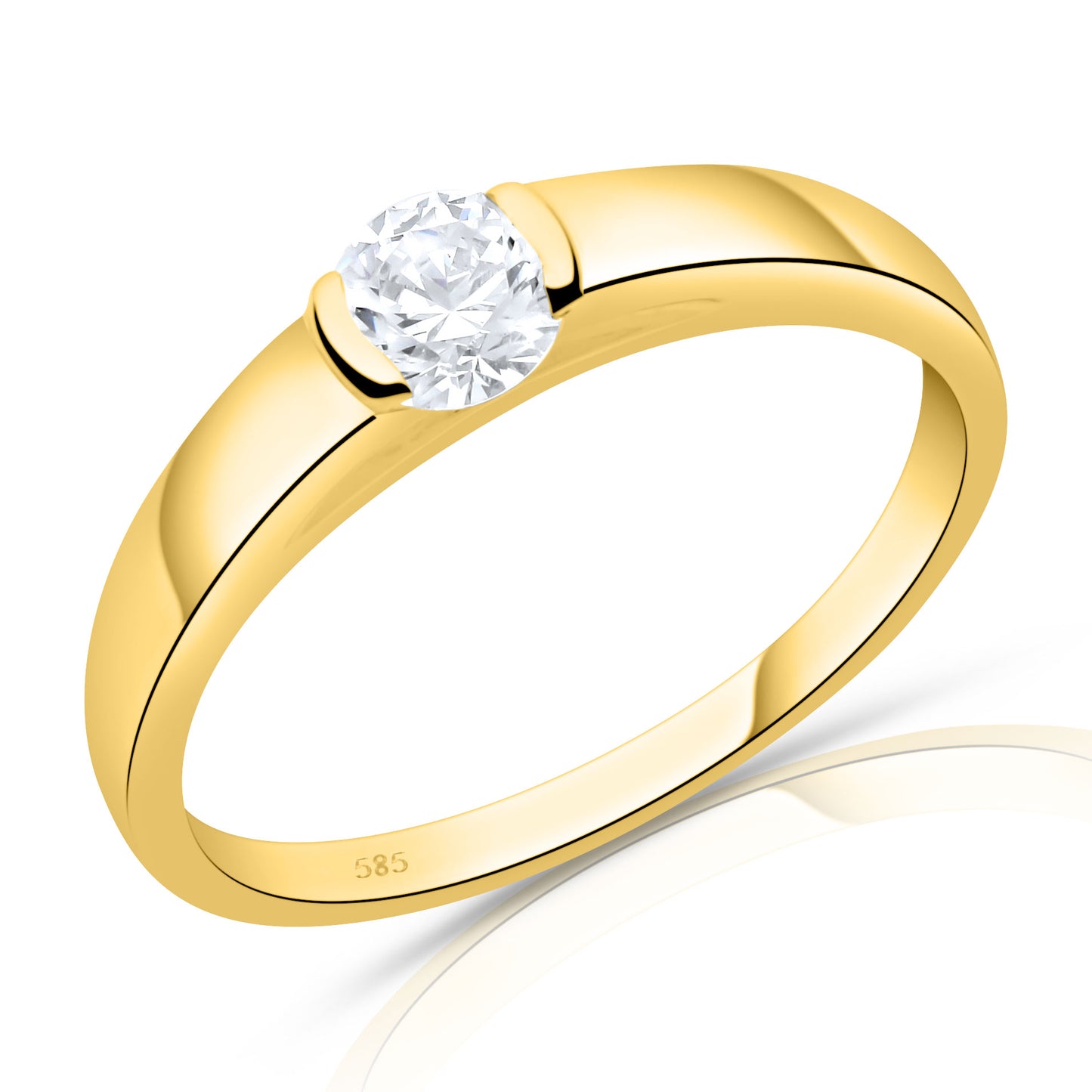 Solitärring 585er Gold Zirkonia Weiß
