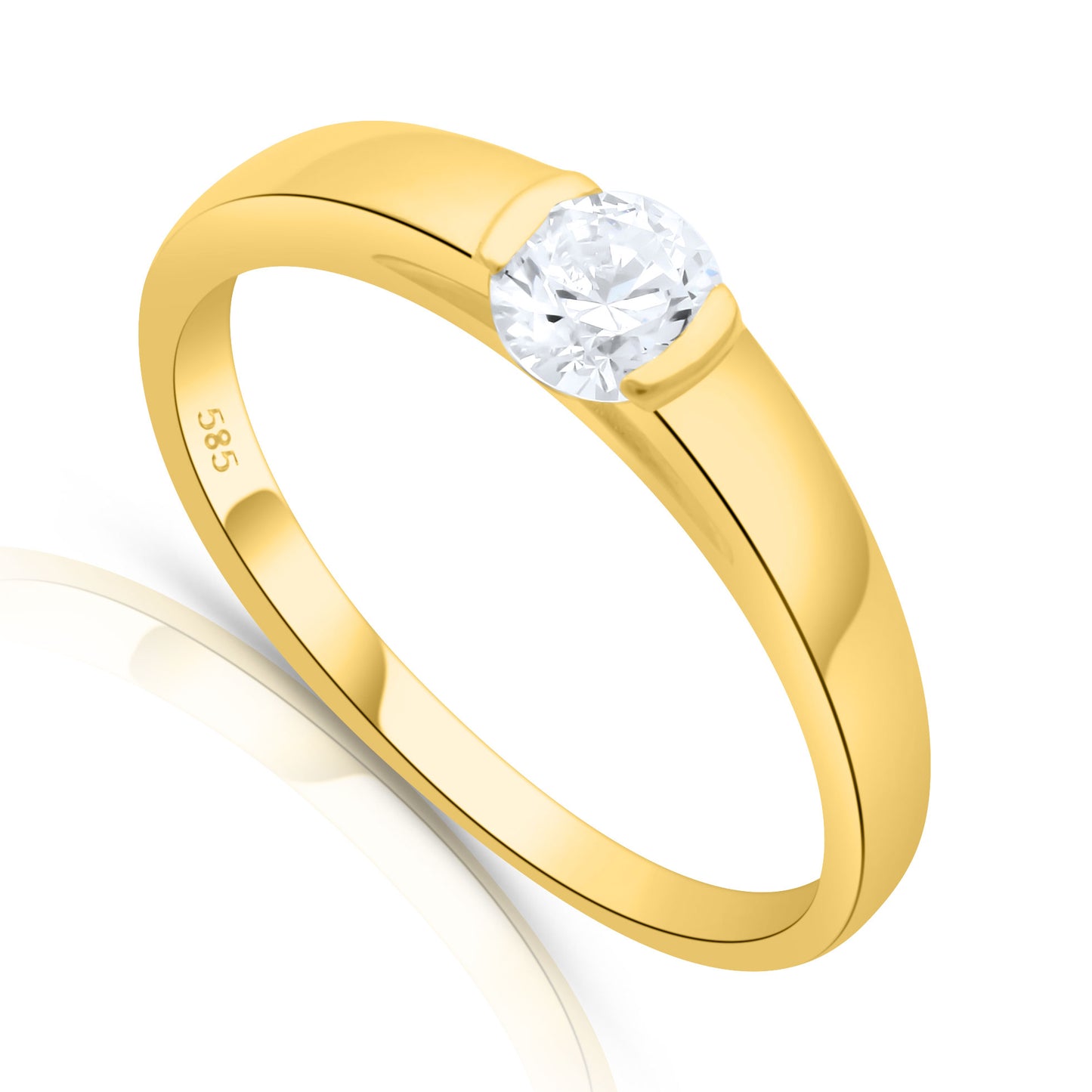 Solitärring 585er Gold Zirkonia Weiß