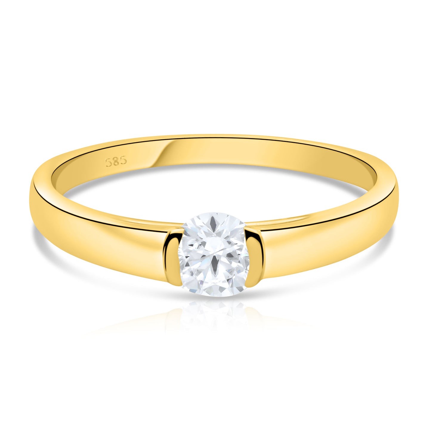 Solitärring 585er Gold Zirkonia Weiß