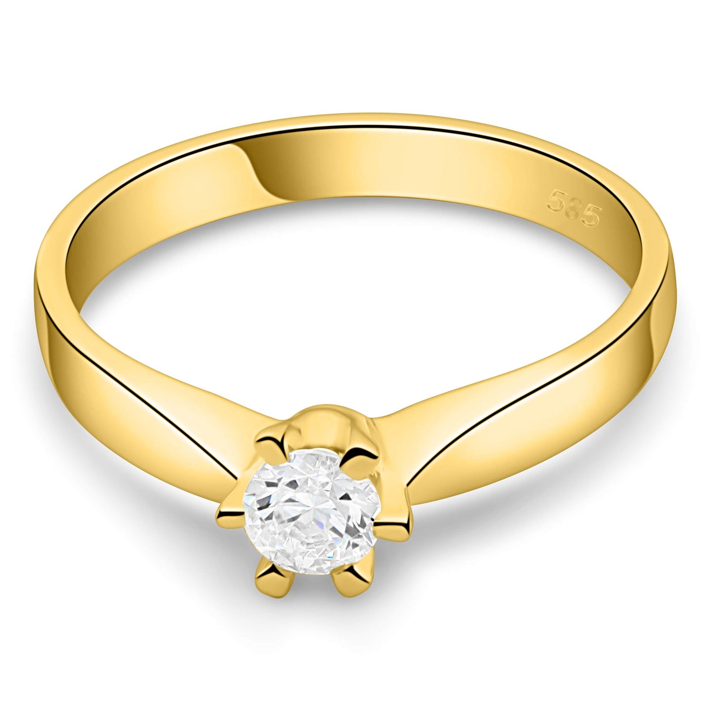 Solitärring 585er Gold Zirkonia Weiß - Tony Fein