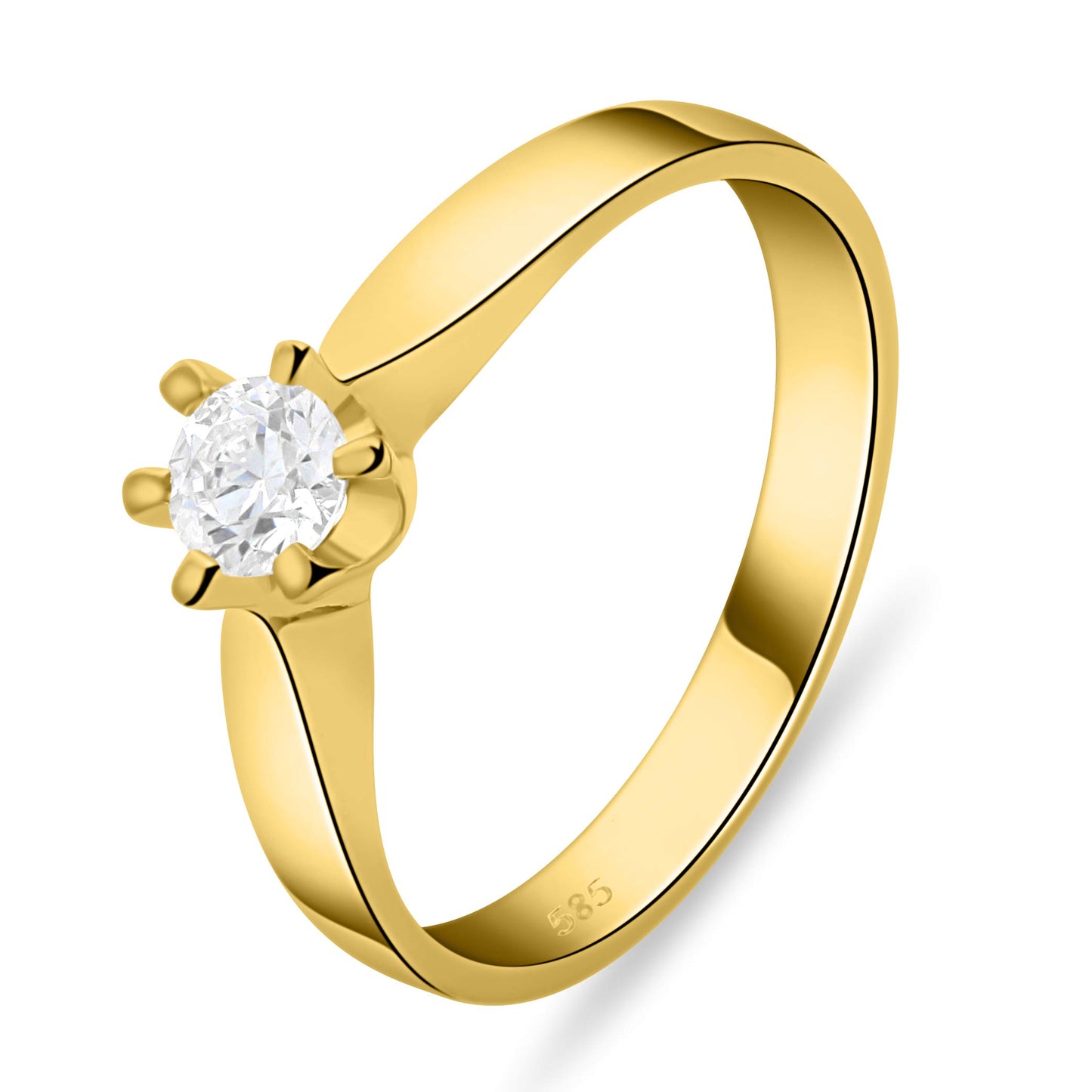 Solitärring 585er Gold Zirkonia Weiß - Tony Fein