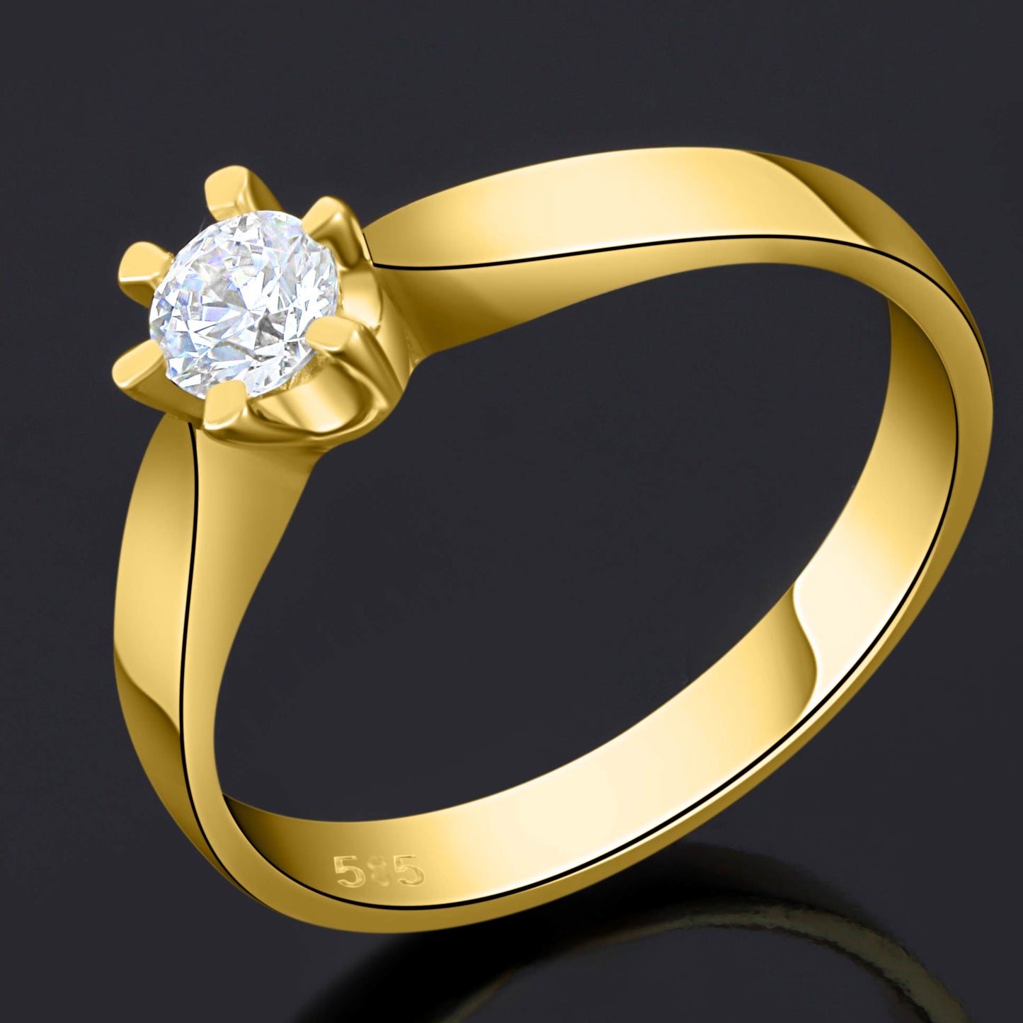 Solitärring 585er Gold Zirkonia Weiß - Tony Fein