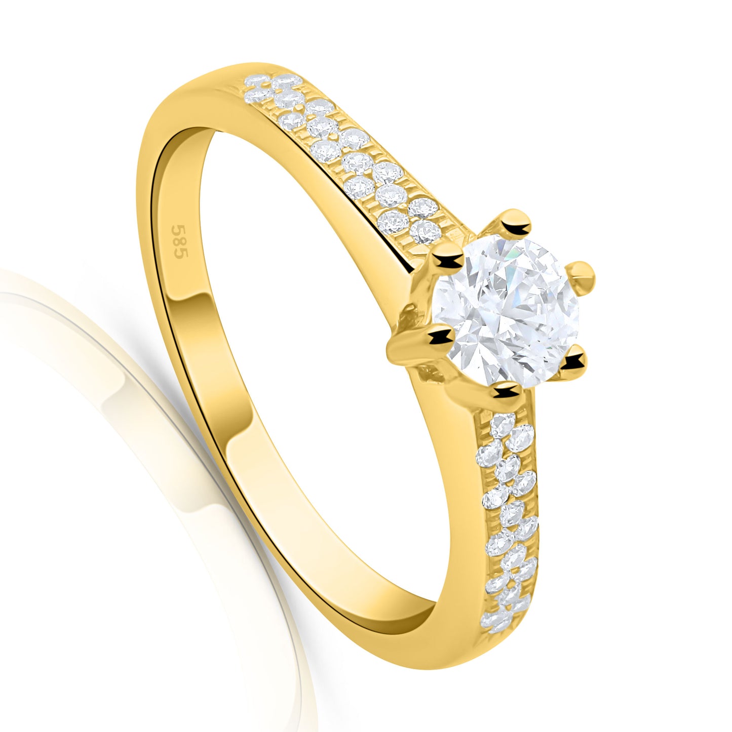 Solitärring 585er Gold Massiv Zirkonia Weiß