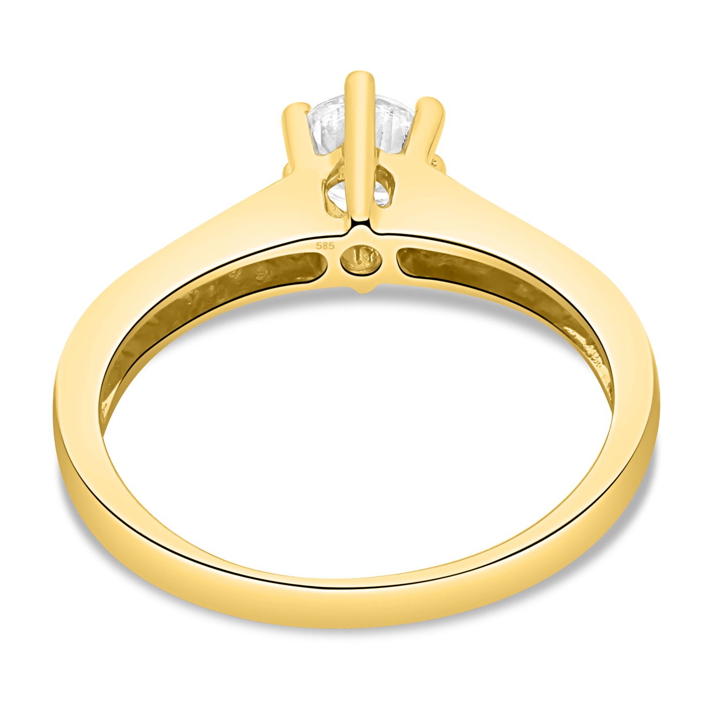 Solitärring 585er Gold Massiv Zirkonia Weiß