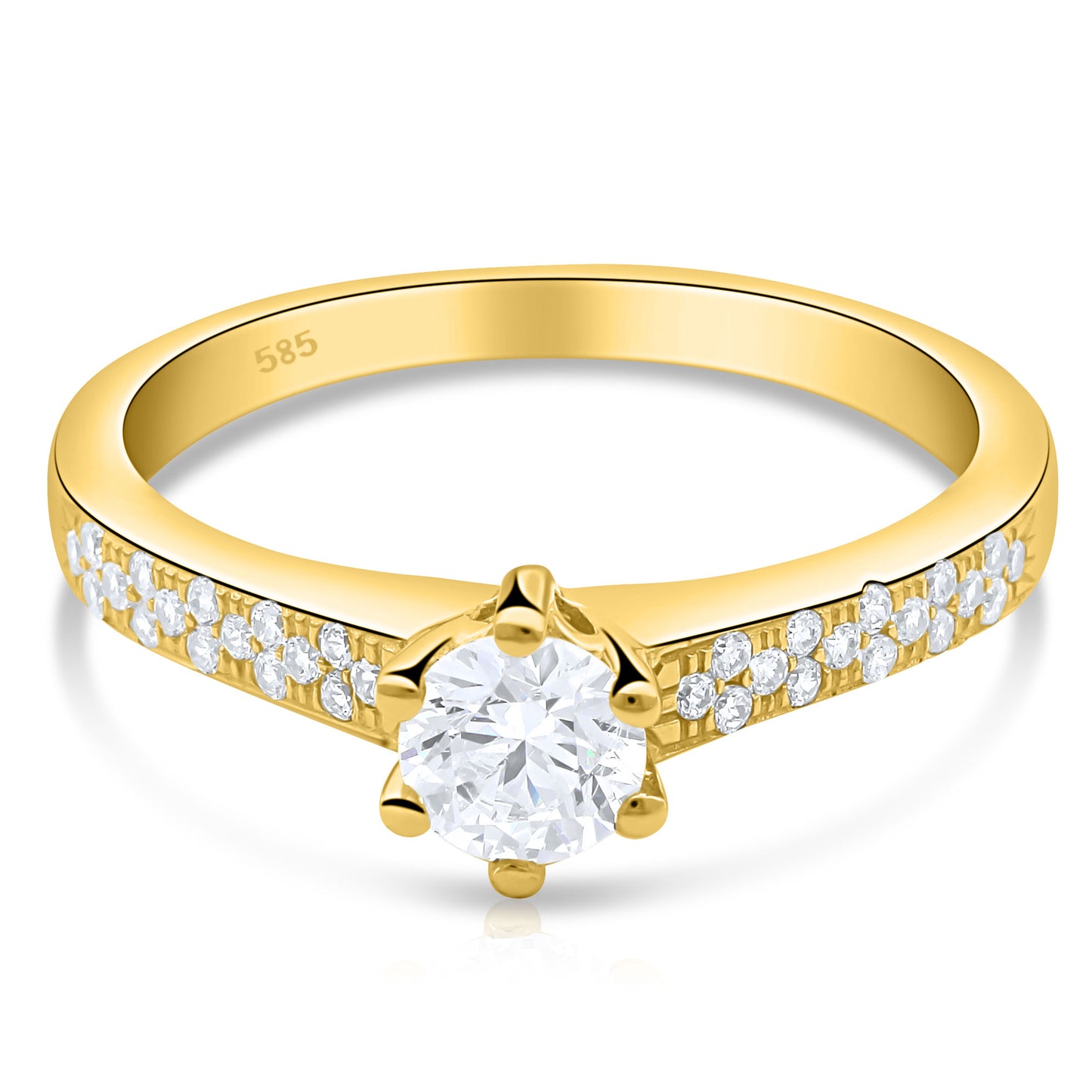 Solitärring 585er Gold Massiv Zirkonia Weiß