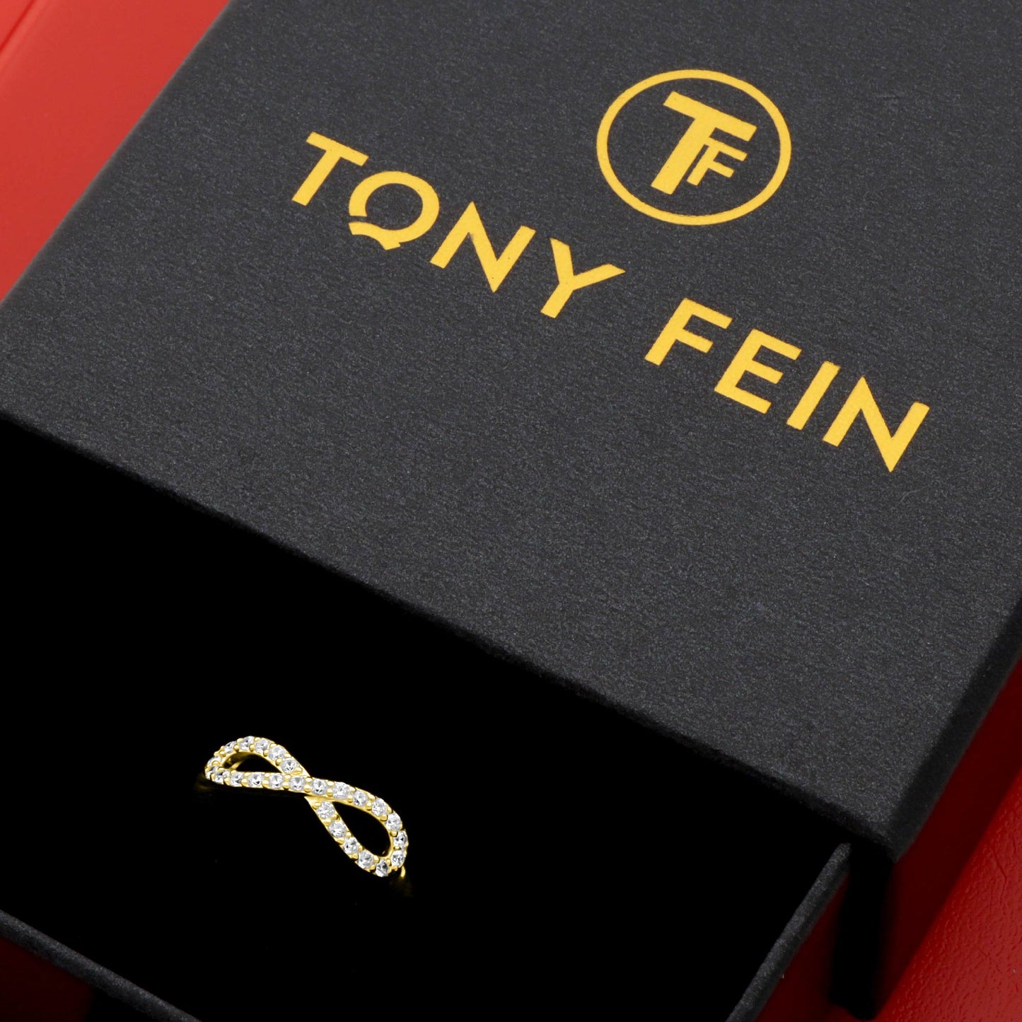Ring Unendlichkeit 585er Vergoldet Zirkonia Weiß - Tony Fein