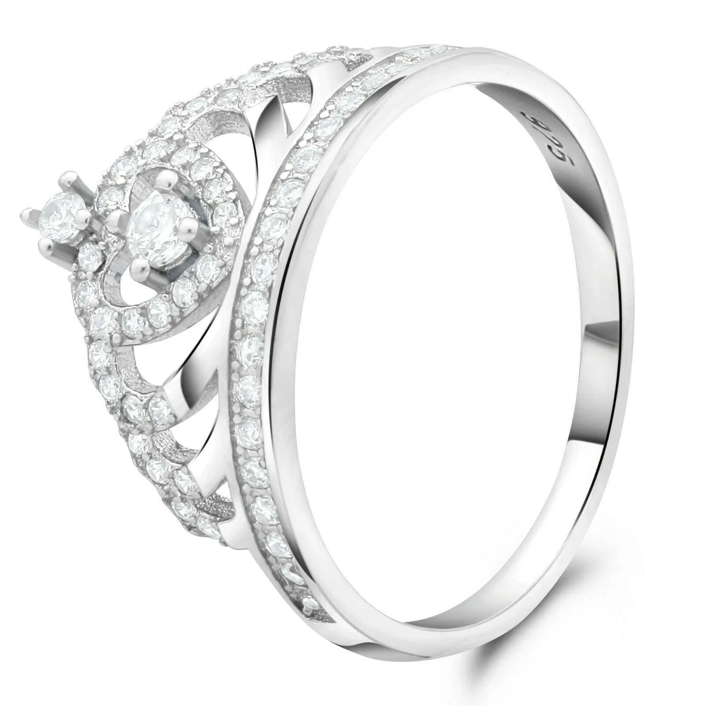 Ring Krone Zirkonia Weiß 925 Silber Rhodiniert - Tony Fein