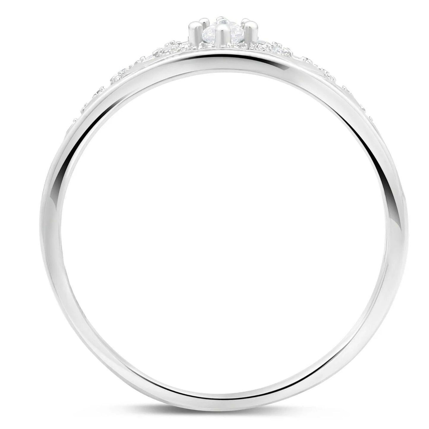Ring Krone Zirkonia Weiß 925 Silber Rhodiniert - Tony Fein