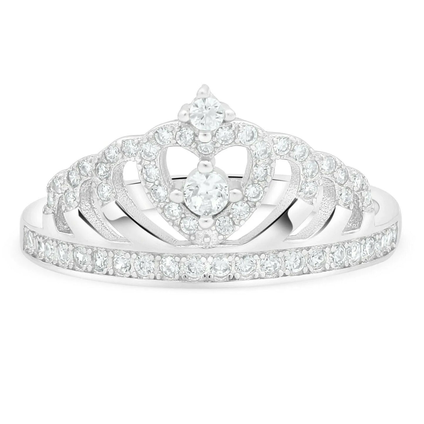 Ring Krone Zirkonia Weiß 925 Silber Rhodiniert - Tony Fein