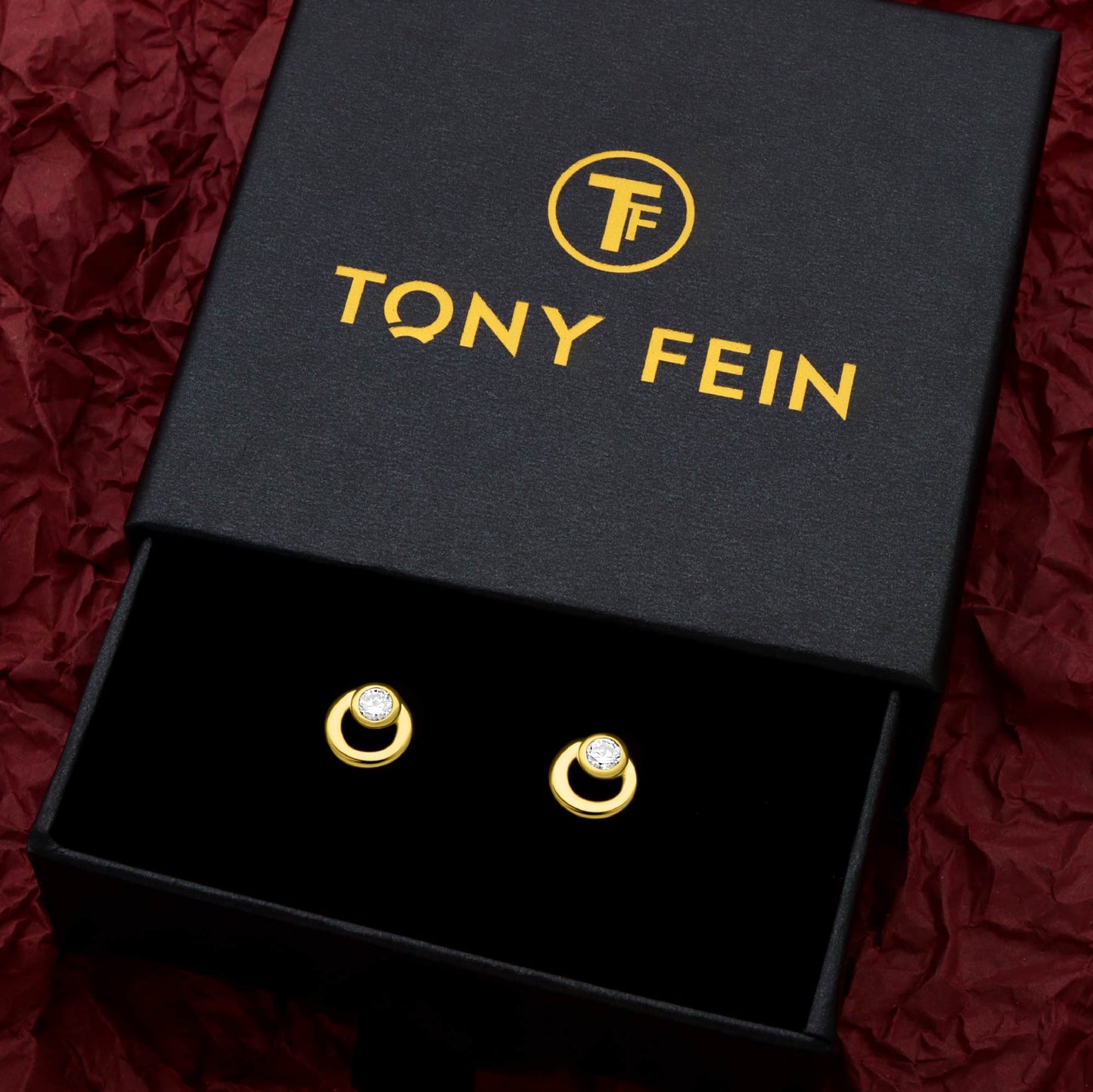 Ohrstecker Rund 585er Vergoldet Zirkonia - Tony Fein