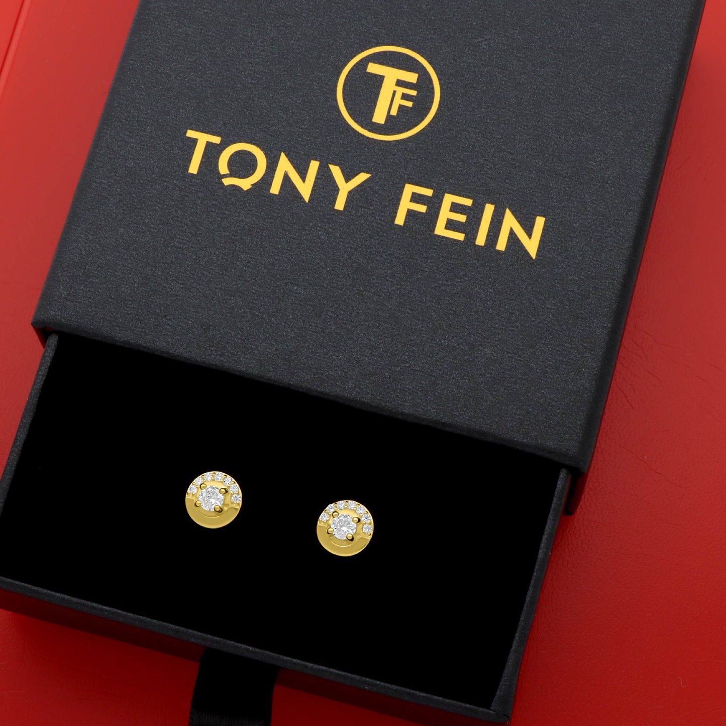 Ohrstecker Schlicht Rund 585er Vergoldet Zirkonia - Tony Fein