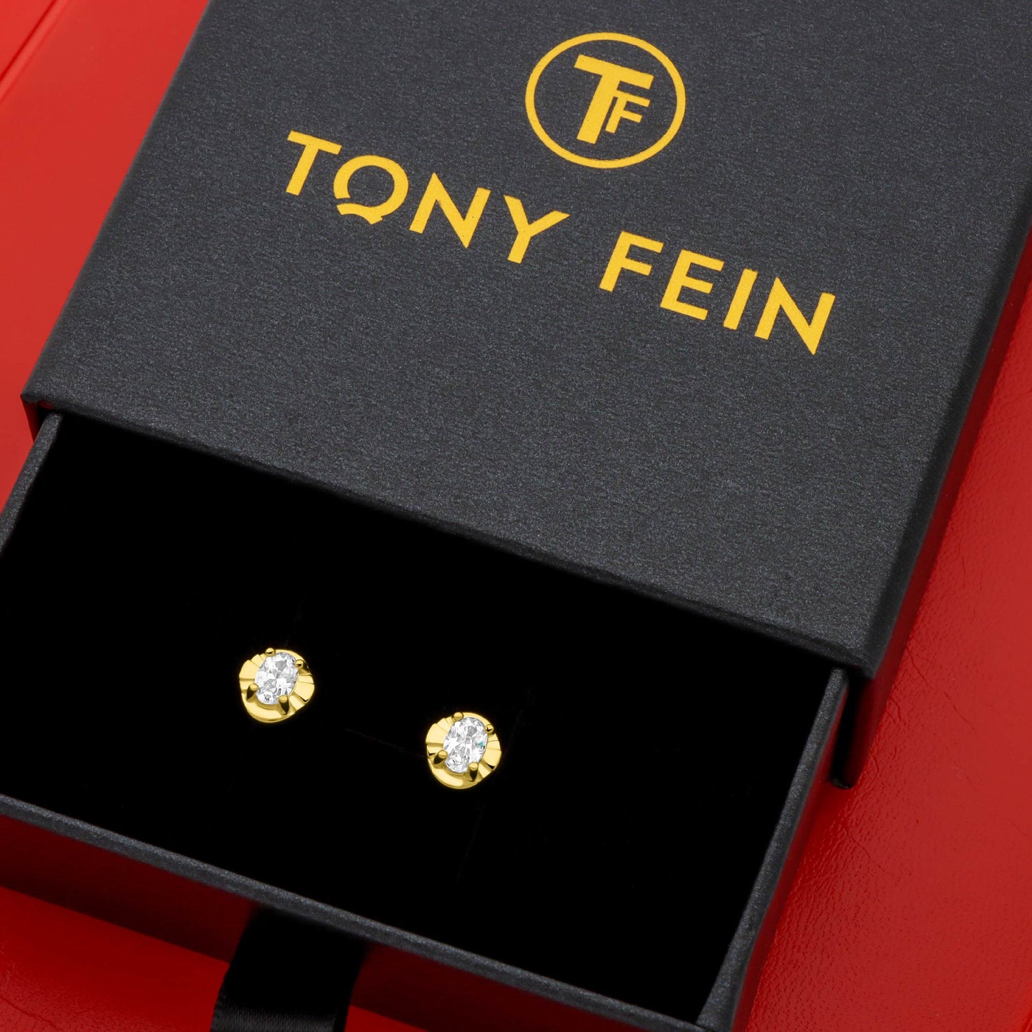 Ohrstecker Leicht Oval 585er Vergoldet Zirkonia - Tony Fein