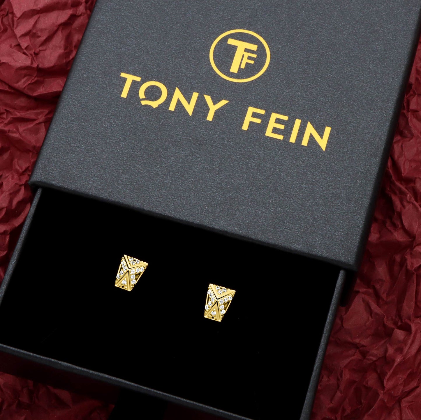 Ohrstecker Trapez 585er Vergoldet Zirkonia - Tony Fein